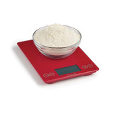 Arti Glass Kitchen Scale weighing a bowl of flour