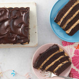 Peanut Butter-Fudge Buckeye Cake made with Espresso Powder