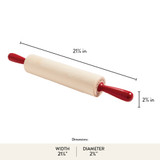 King Arthur 12" Maple Rolling Pin dimensions