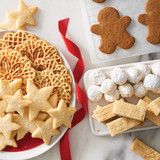 snowball cookies along with pizzelle and gingerbread cookies.
