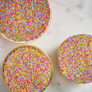 Dot cake with Supernatural Rainbow Nonpareils