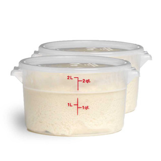 Standard Dough-Rising Bucket - Set of 2 with dough inside. The covers are on.