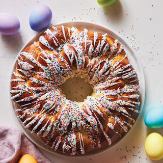 Easter Bread Wreath made with Fiori di Sicilia