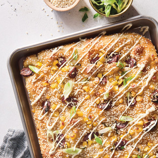 Taiwanese Bakery Sourdough Focaccia baked on sheet pan