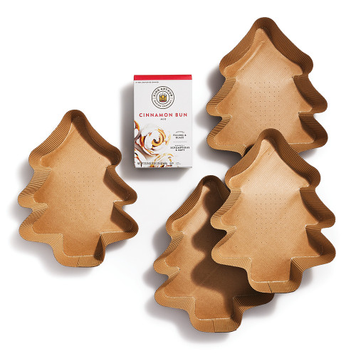 Cinnamon Bun Mix and Holiday Tree Paper Baking Pans Set