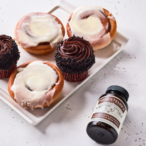 Cupcake and cinnamon rolls made with Vanilla Bean Paste