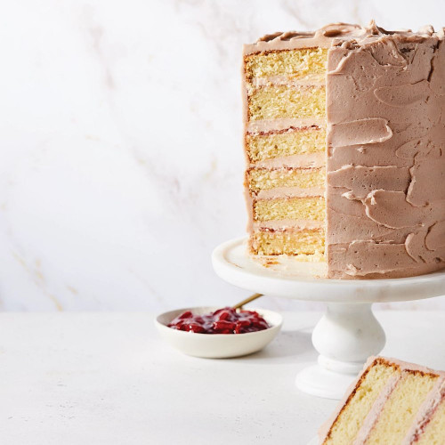 Cherry Almond Cake made with Round Layer Cake Pan Set