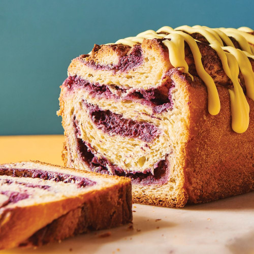 Lemon Brioche Loaf with Blueberry Filling