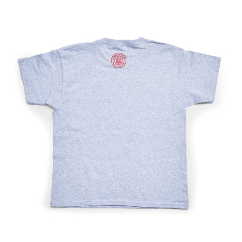 Back of the t-shirt with King Arthur Baking logo in red.