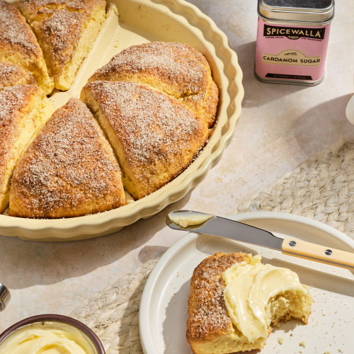 Spicewalla Brand Cardamom Sugar on scones