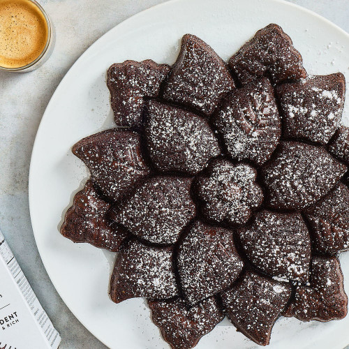 Chocolate cake made in the Poinsettia Pull Apart Pan