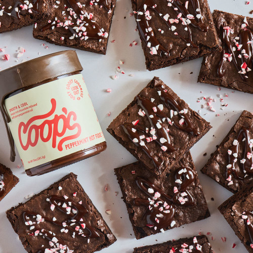 Brownies made with Coop's Peppermint Hot Fudge
