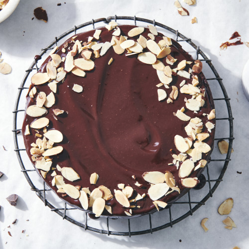 Chocolate Almond Flour Torte made with triple cocoa blend