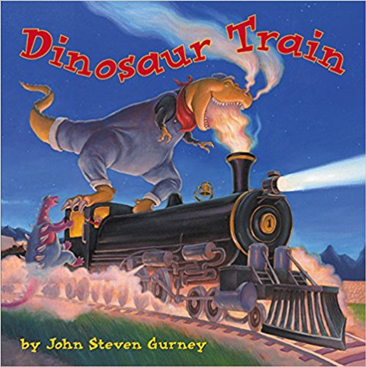 Thursday night at bedtime, Jesse climbs out his bedroom window and hops on board a mysterious dinosaur-filled train that steams into his backyard. This exuberant story and the bold illustrations will stir the imagination of any child who loves trains or dinosaurs--or both. Full-color illustrations.
