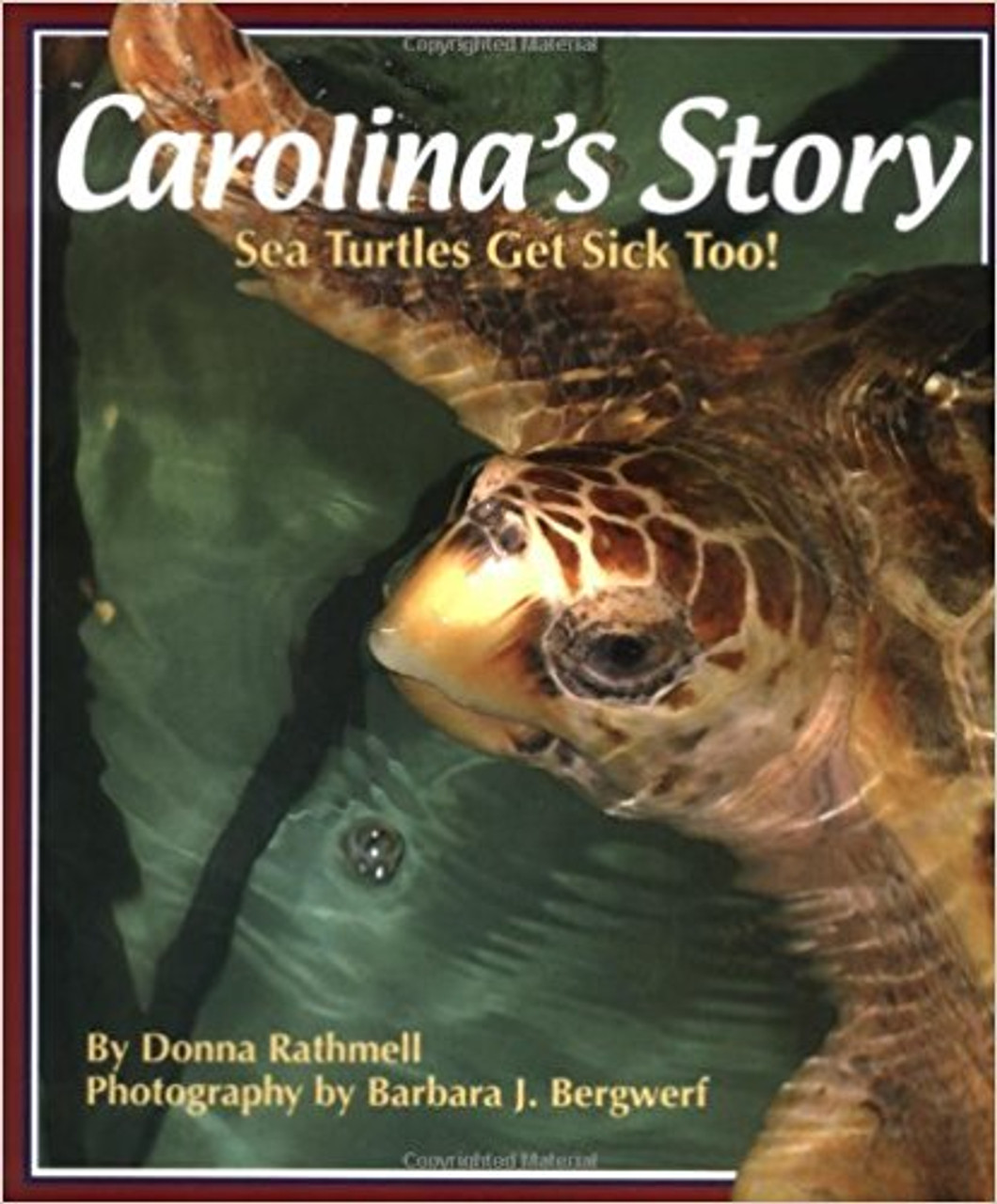 This heartwarming photographic journal describes a critically ill sea turtle as she is nursed back to health at a Sea Turtle Hospital.  Readers will empathize with Carolina as she undergoes many of the same medical treatments sick or injured children face and then celebrate the happy day when she returns to her home in the sea.  The For Creative Minds section includes fun facts, information on conservation issues and a make-your-own sea turtle craft.  Both Ms. Rathmell and Mrs. Bergwerf donate a portion of their royalties to the Sea Turtle Rehabilitation Program at the South Carolina Aquarium.  Encourages children undergoing medical treatment."