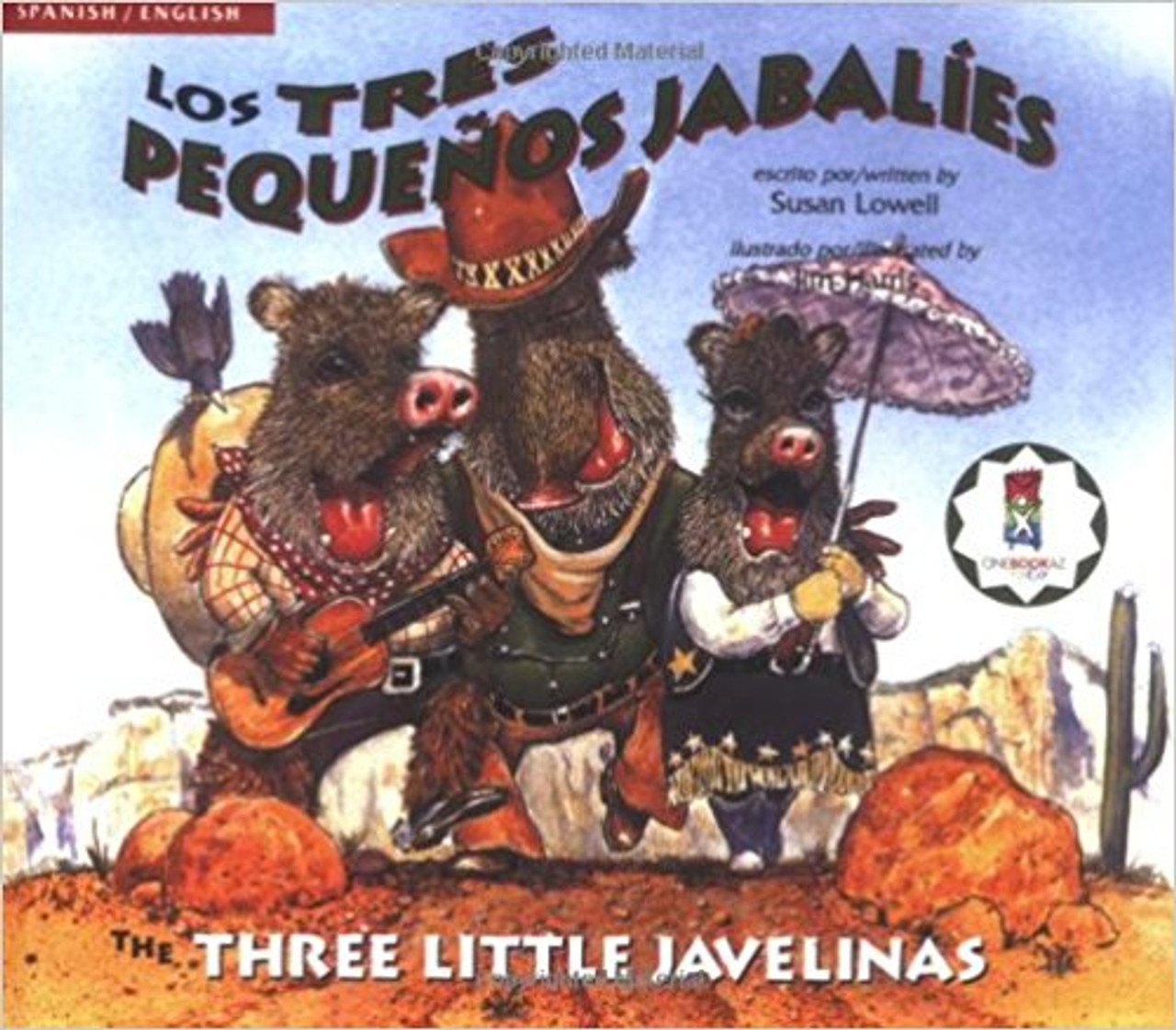 Everyone knows the story of the three little pigs, but now you are going to meet the three little javelinas - wild, southwestern cousins of pigs.  Living in homes built of tumbleweeds and cacti, the first two javelinas are soon running from the hungry coyote, who had hoped to eat them with red chili sauce. And where do they go for shelter? Why, to their wise sister, who made her house with strong adobe bricks.