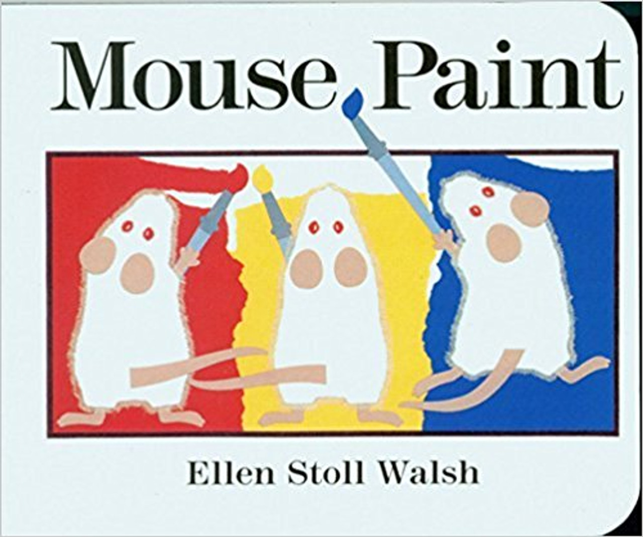 "Mouse Paint" is a lighthearted introduction to color concepts for young children. Three white mice find three jars of paint - red, blue, and yellow. They jump in and out, dance in the puddles, and discover some amazing things - things like green...and orange...and purple Yet they never forget about the cat. Ellen Stoll Walsh's mice are enchanting. Their antics will delight children learning colors - and their parents as well.