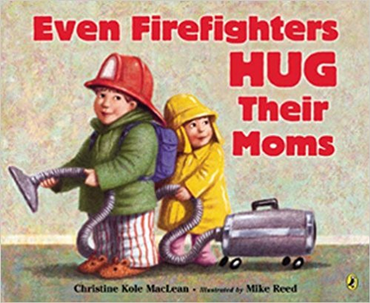  A little boy and his sister pretend to be all kinds of heroes--but they won't take a break to give their mom a hug. She reminds them that even firefighters hug their moms, but it's beginning to look like she will never get a cuddle. Full color.