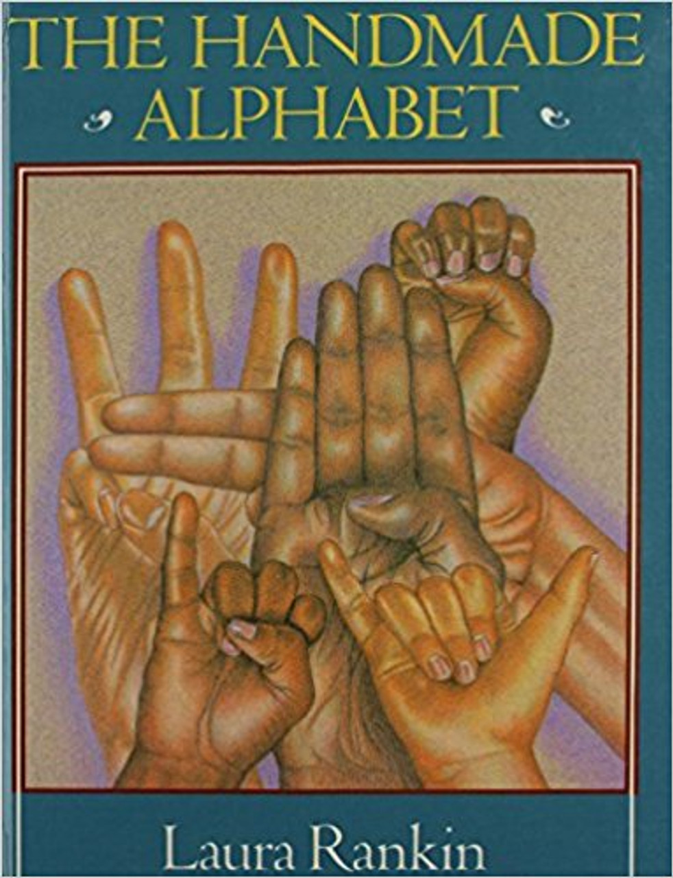 Presents the handshape for each letter of the American manual alphabet accompanied by an object whose name begins with that letter.