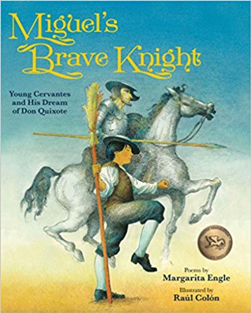 Miguel de Cervantes Saavedra finds refuge from his difficult childhood by imagining the adventures of a brave but clumsy knight. This fictionalized first-person biography in verse of Miguel de Cervantes Saavedra follows the early years of the child who grows up to pen Don Quixote, the first modern novel. The son of a gambling, vagabond barber-surgeon, Miguel looks to his own imagination for an escape from his family's troubles and finds comfort in his colorful daydreams. At a time when access to books is limited and imaginative books are considered evil, Miguel is inspired by storytellers and wandering actors who perform during festivals. He longs to tell stories of his own. When Miguel is nineteen, four of his poems are published, launching the career of one of the greatest writers in the Spanish language. Award-winning author Margarita Engle's distinctive picture book depiction of the childhood of the father of the modern novel, told in a series of free verse poems, is enhanced by Ral Colns stunning illustrations. Backmatter includes a note from both the author and illustrator as well as additional information on Cervantes and his novel Don Quixote.