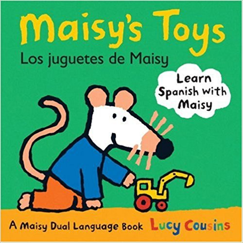 Introduces Spanish and English vocabulary words for the toys in Maisy the mouse's toy box.