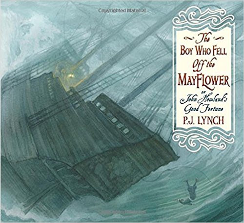 An illustrated account of the life of John Howland, the young servant who was indentured to Pilgrim John Carver, describes how he embarked on the Mayflower and survived a fall off the ship before helping his ill shipmates by scouting out a safe harbor.