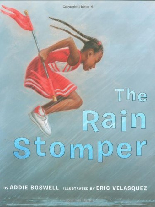 Today is the day of the big neighborhood parade. Baton twirler Jazmin is ready to lead the way for the dogs and kids, music, and fun.  But then the clouds crowd in. The sky darkens.  Thunder roars. And the rain begins. SLAP clatter clatter SLAP SLAP!  Is Jazmin's parade ruined? Or can she use her spirit, her fearless energy, and her mighty baton to save the day?  Award-winning illustrator Eric Velasquez's artwork in oil paint on watercolor paper is a perfect complement to debut author Addie Boswell's lyrical, rhythmic words.
