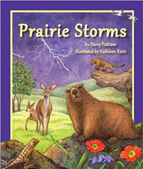 Explore the prairie ecosystem through its ever-changing weather.  Each month features a storm typical of that season and a prairie animal who must shelter, hide, escape, or endure those storms.