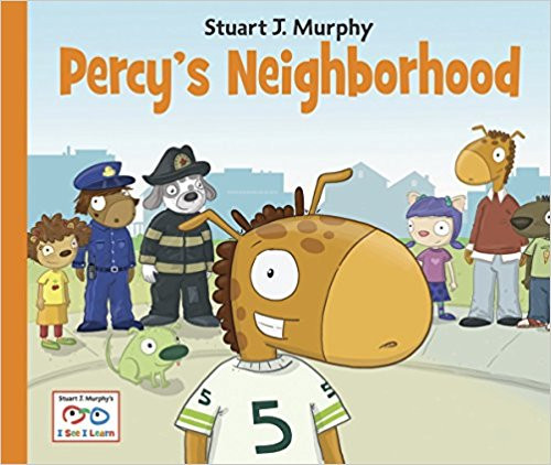 Percy learns about his neighborhood and its community helpers as he and his father hand out posters.