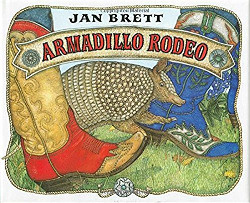 Like all armadillos, Bo is near-sighted, but unlike his armadillo brothers, he longs for adventure. When he mistakes a pair of cowboy boots for another armadillo, Bo races after his new "friend"--and winds up bronc-busting at the rodeo! Jan Brett brings the Texas countryside and rodeo action vividly to life with her lavish, full-color illustrations.
