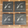 Set of Engraved Slate Coasters- Great Sacandaga Lake