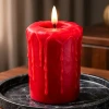 Melted Red Drip 3x6in Realistic Flame Led Candle