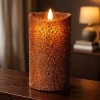 Grunge Moving Flame 3x6in Led Candle