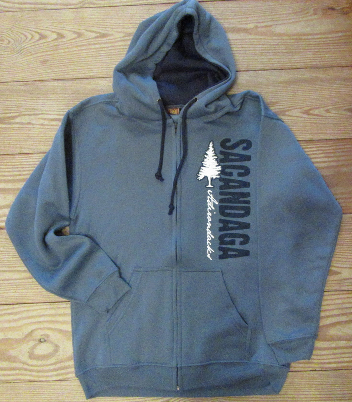 blue hooded sweatshirt