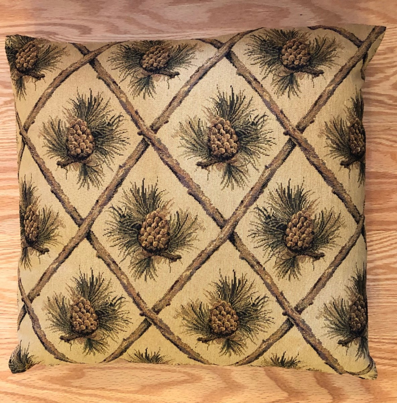 Beige Diamond Pinecone Tapestry Pillow