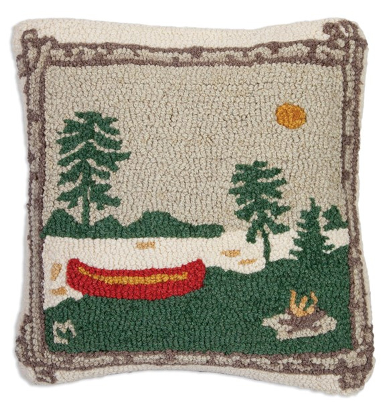 Square Pillow with Tree Embroidery