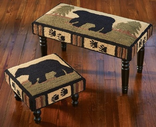 Adirondack Bear Hooked Bench and Stool - options available
