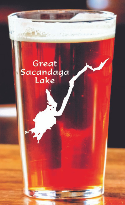 Pint glass with Great Sacandaga Lake etching