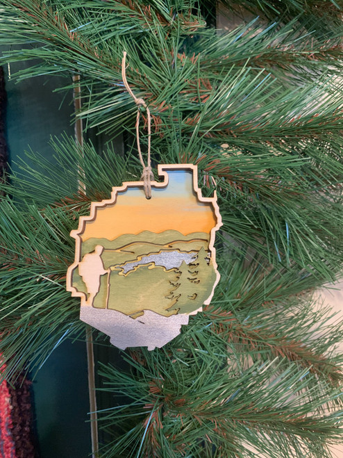 Hand-painted Wooden Ornament-ADK Park Hiker