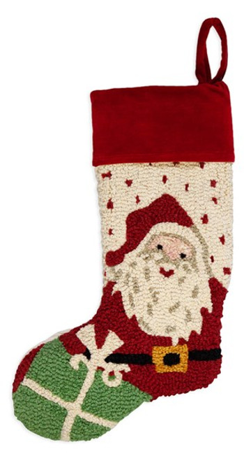 Hooked Wool Stocking-Santa