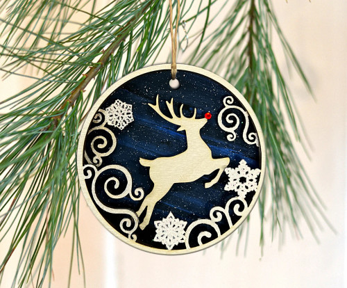 Hand-painted Wooden Ornament-Rudolph