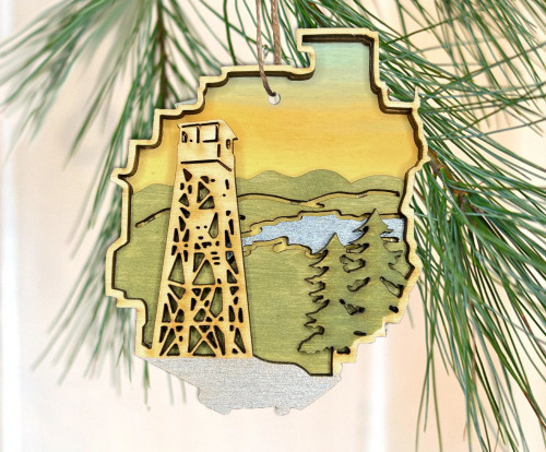 Hand-painted Wooden Ornament-Adirondack Park Firetower