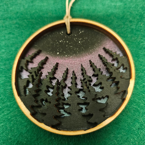 Hand-painted Wooden Ornament- Northern Lights