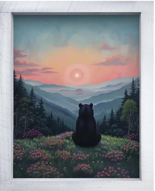 Black Bear Sunrise Framed Wall Art Print