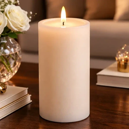 Cream Melted Realistic Flame Flame-Less LED Candle 3x6''