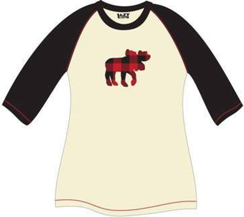 Moose Plaid Raglan Tee