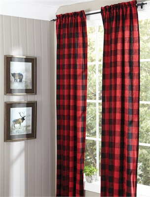 Buffalo Check Rod Pocket Curtains - Red - 72 Inches - The Vermont Country Store