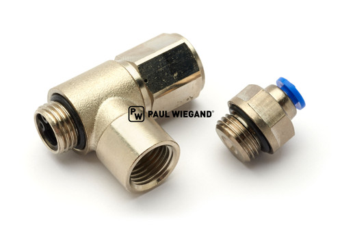 Racor rápido roscado Schmidt SK650 Válvula antirretorno cilindro neumático G1/4" x 4 acodada pilotada (63800090)