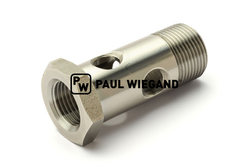 Hohlschraube Bucher Municipal G3/4"AG - G1/2"IG Edelstahl l: 69  (68800300)