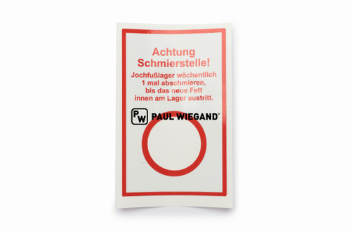 Aufkleber Geesink GPM II Jochfußlager "Achtung Schmierstelle" l: 148 b: 94 (02017154)
